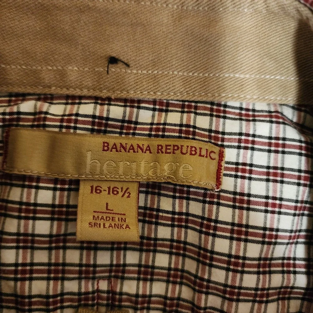 Banana Republic Heritage Collection shirt Mens Large Plaid Navy Red White Dapper